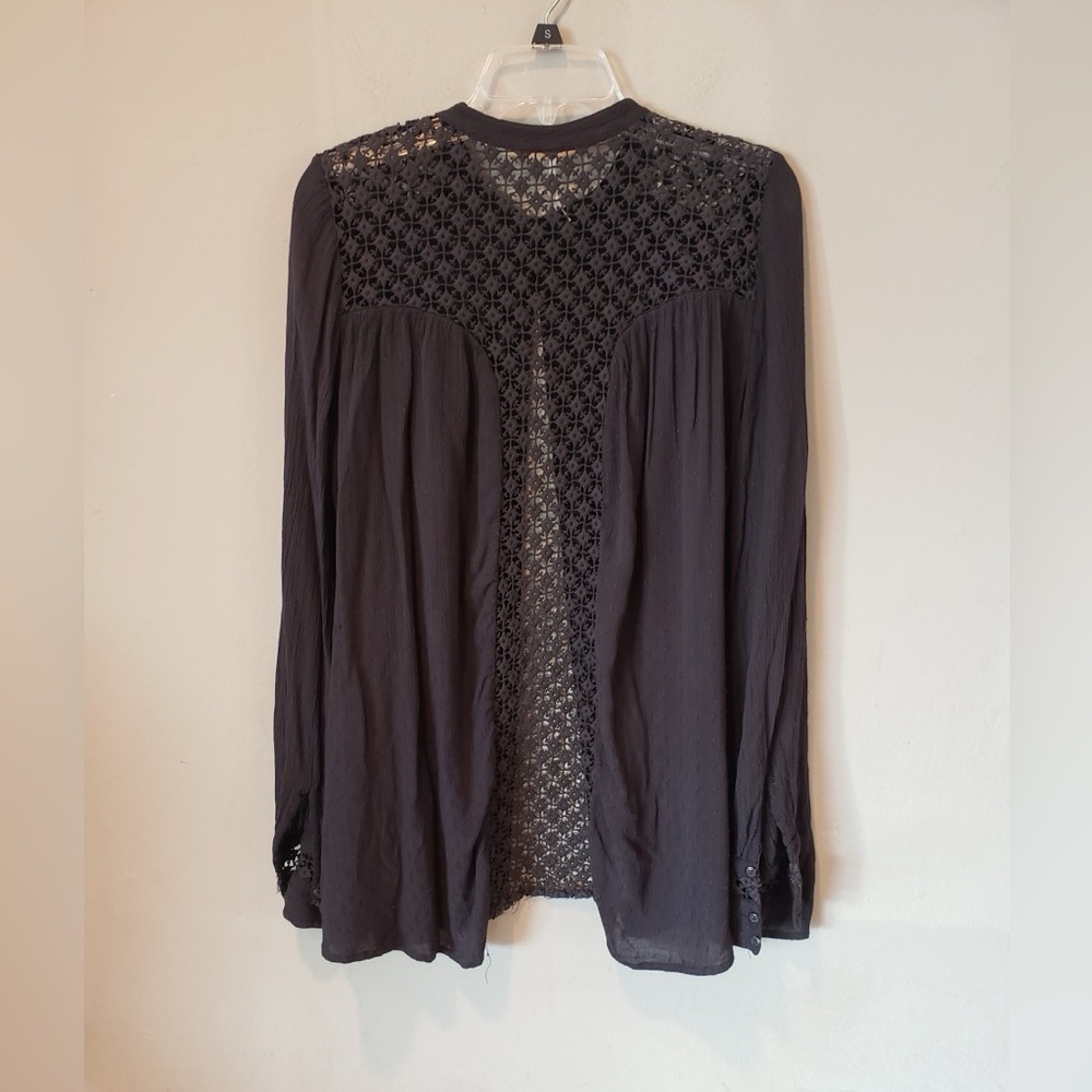 Free People Black Lace Detail Blouse - Picture 3 of 4